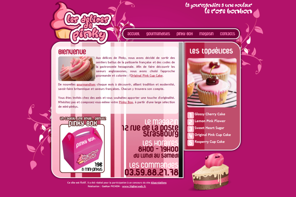 Les délices de Pinky - Concours webdesign